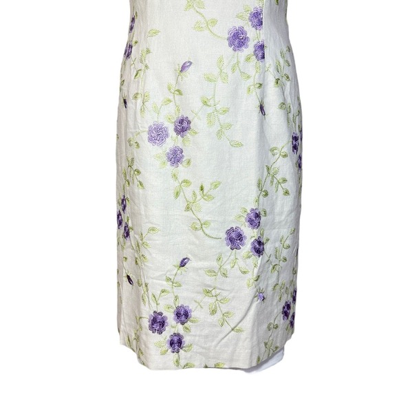 Sheri Martin New York Linen Blend Embroidered Floral Dress Women's Size 6 - Picture 8 of 11